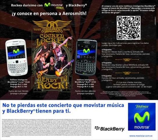 Conoce Aerosmith con Movistar y BlackBerry