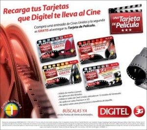 Aviso Tarjetas Digitel te lleva al Cine