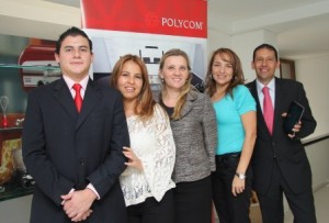 Polycom-Redsicom En la foto social de izquierda a derecha: Diego Castro, Ingeniero de Polycom Colombia; Carolina Castillo, Gerente Comercial de Redsicom; Victoria Silvestre, Directora Regional Polycom; Adriana Alonso Melo, Gerente General de Redsicom y Darío Pava, Country Manager Colombia