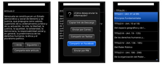Constitución Venezolana en BlackBerry