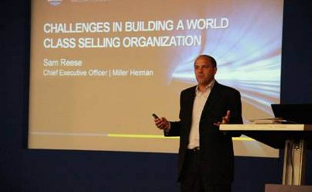 Sam Reese, CEO de Miller Heiman, en una instantánea de su intervención en el congreso “Sales Management Strategies For Returning to the Fast Lane”, celebrado la semana pasada en Barcelona