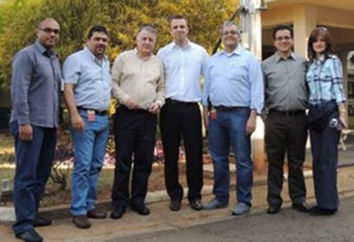 Ingenieros Colombianos invitados por Itron para conocer el sistema  -AURUM- De izquierda a derecha Jairo Vergara, Julián Aguado, Javier Zarama,  Thiago Deus, Juan Aristizábal, Carlos Guevara y Adriana Marulanda 