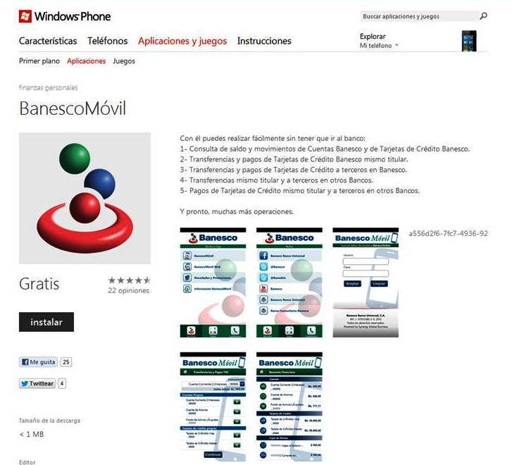 Banesco Movil en Windows Phone