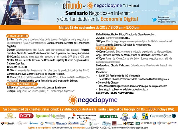 Agenda Seminario Negocios en Internet y Oportunidades en la Economia Digital