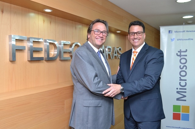 Jorge Roig, presidente de Fedecámaras, y Leopoldo Rubín, gerente general de Microsoft Venezuela
