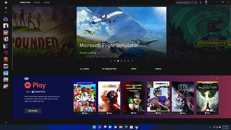 Windows 11 Xbox Game Pass Screen