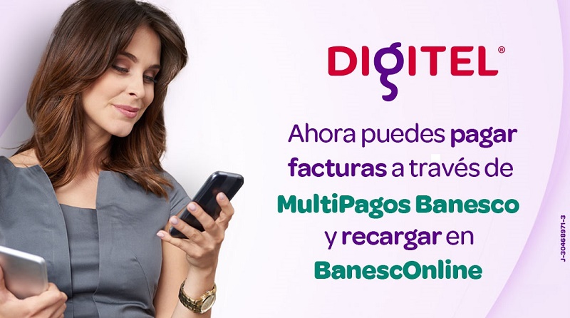 Recargas y pago de facturas Digitel en Banesco